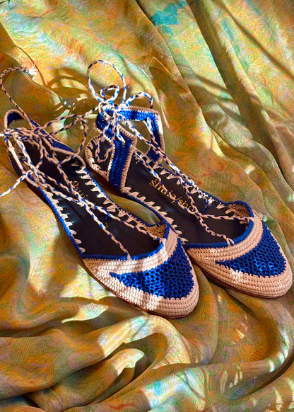 Sandalias rafia azul