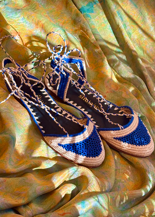 Sandalias rafia azul