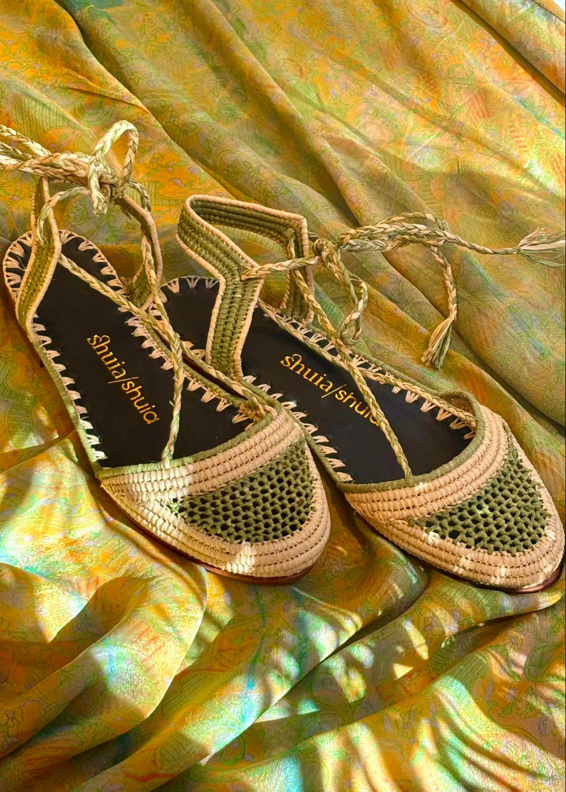 Sandalias rafia verde