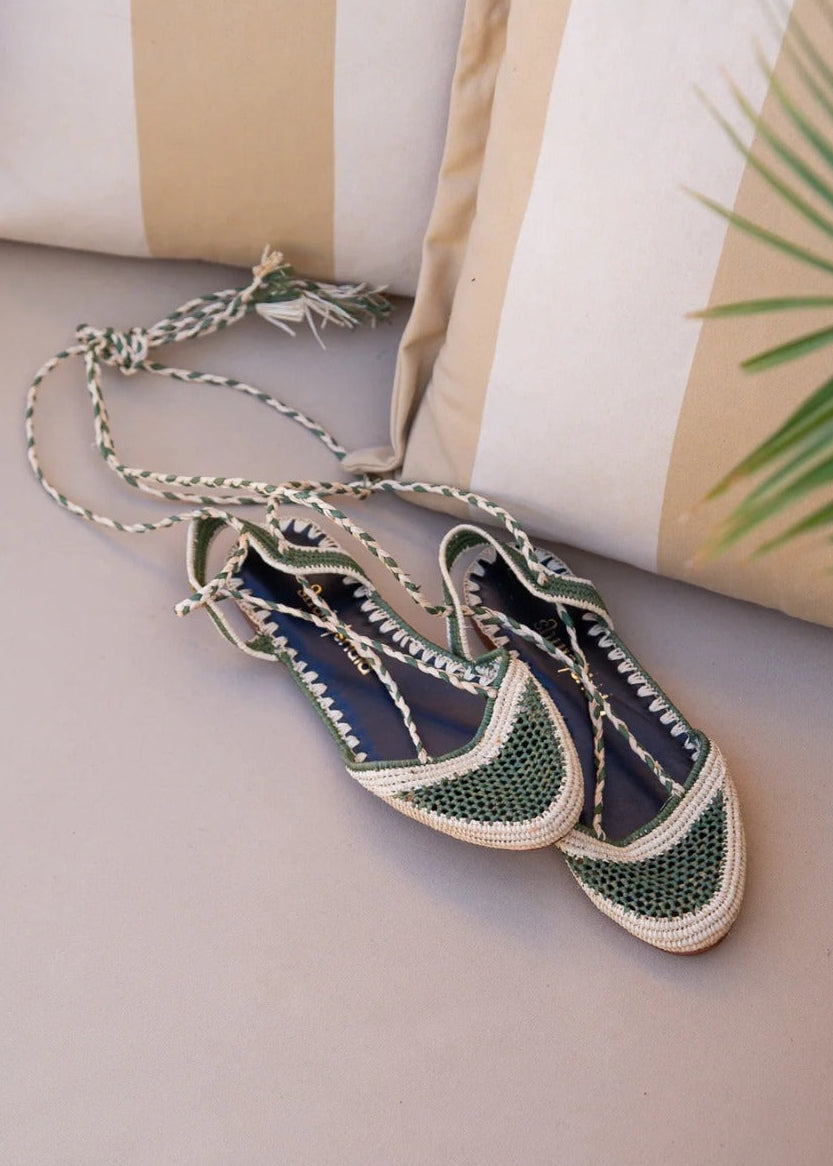 Sandalias rafia verde