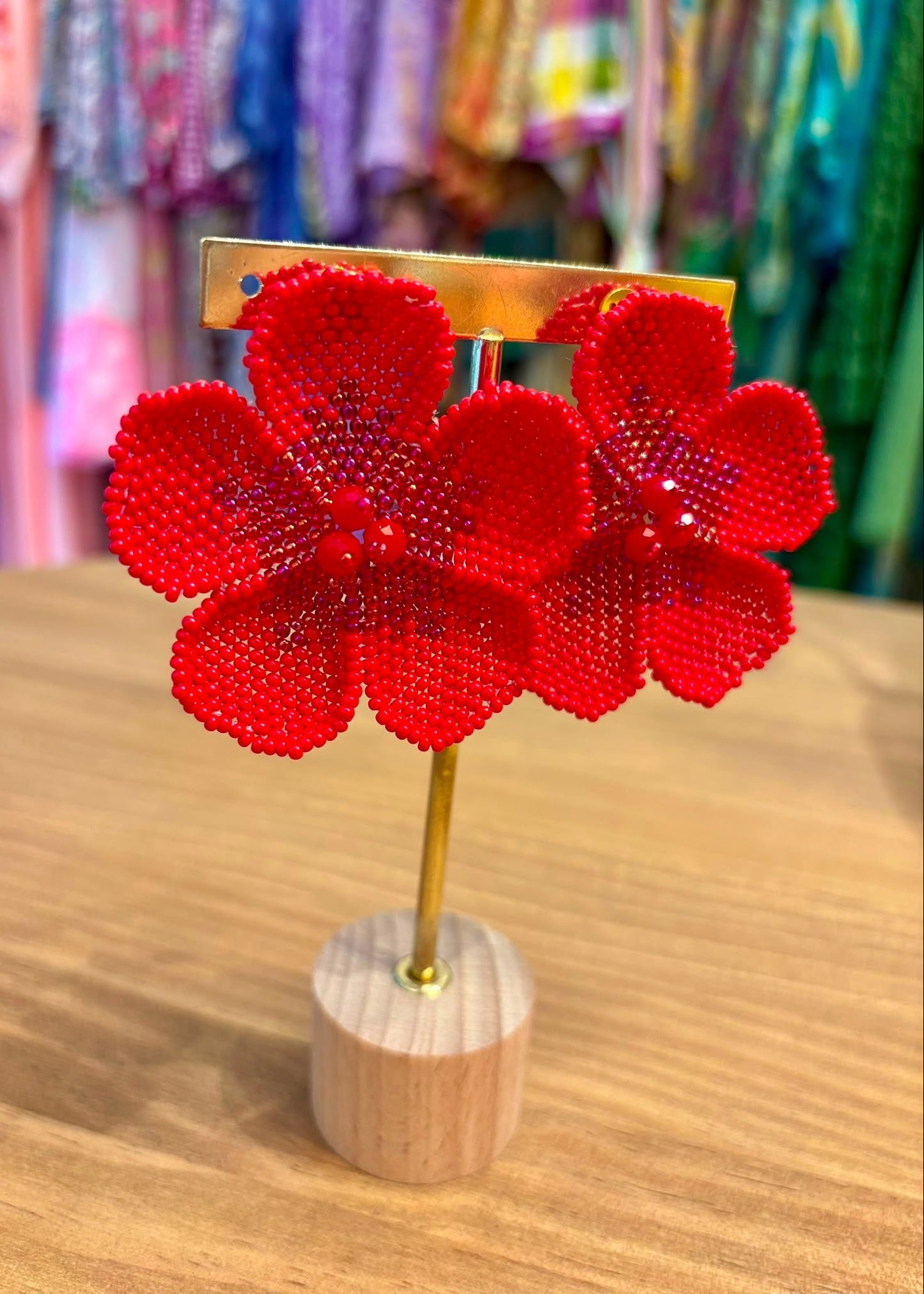Pendientes flor roja