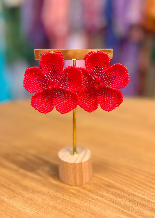 Pendientes flor roja