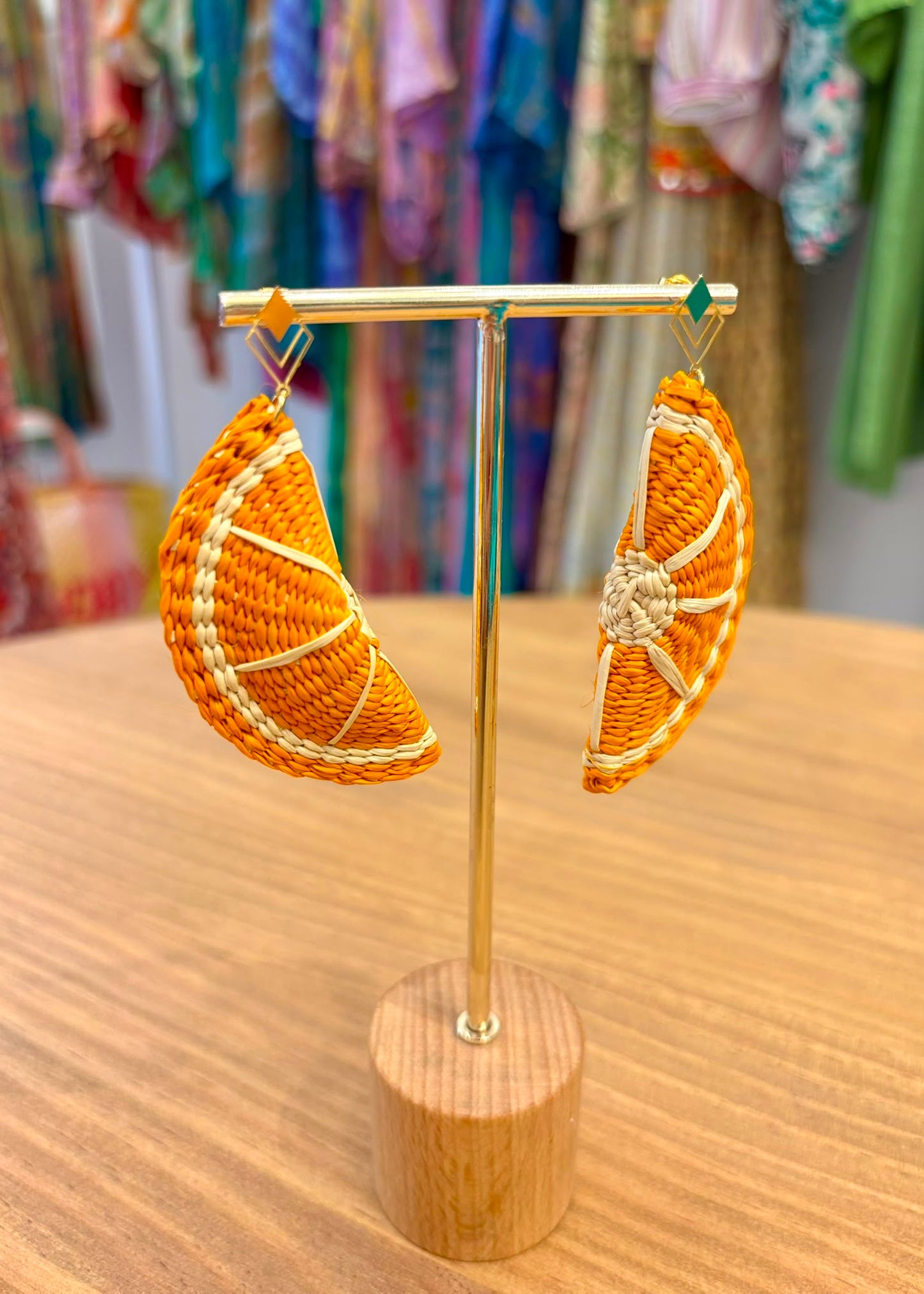 Pendientes iraca naranja