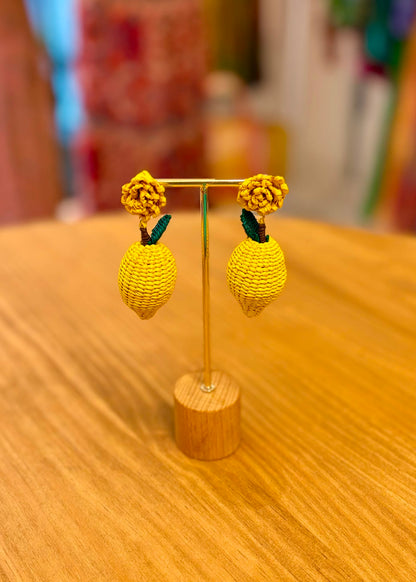 Pendientes iraca limón
