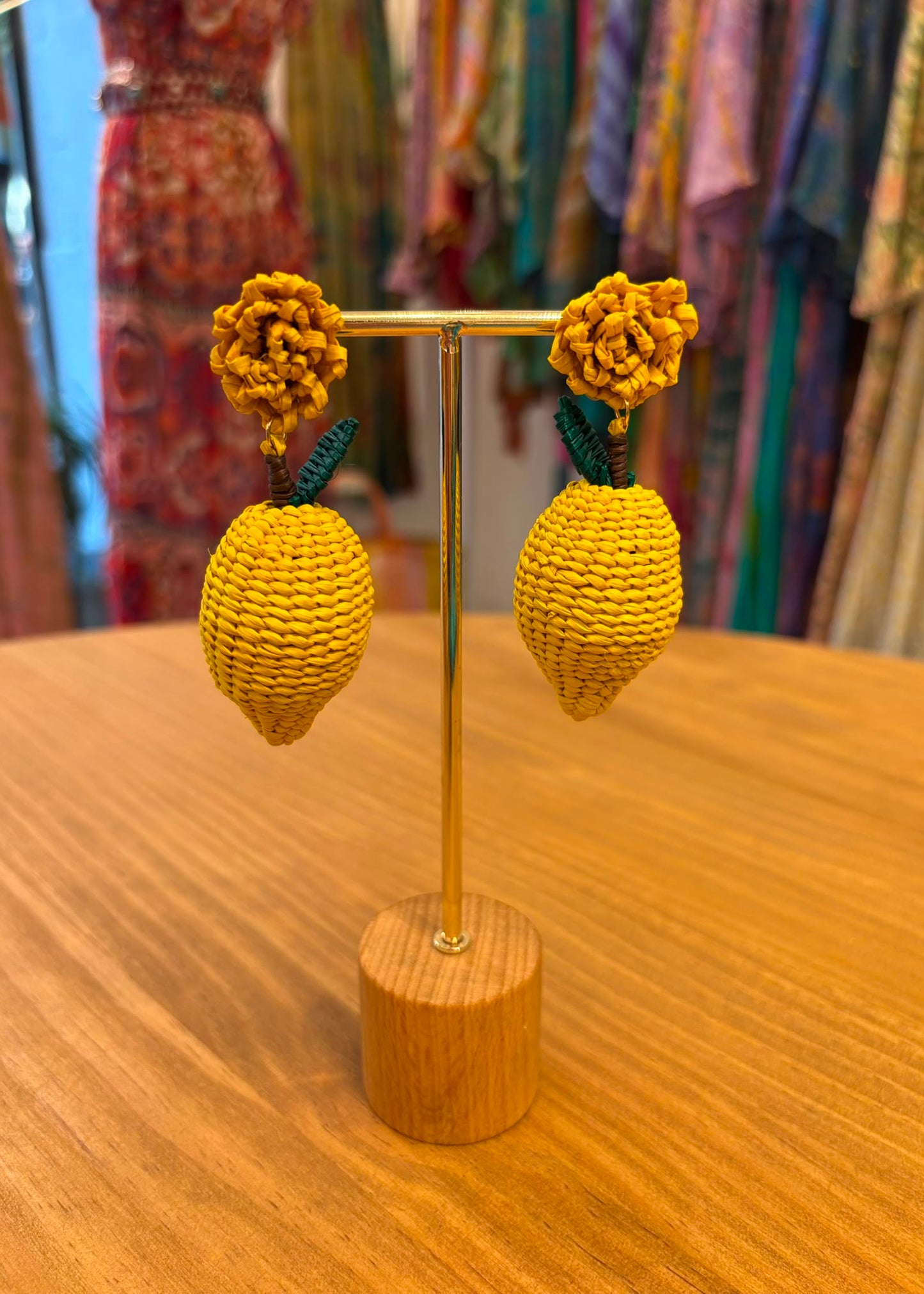 Pendientes iraca limón