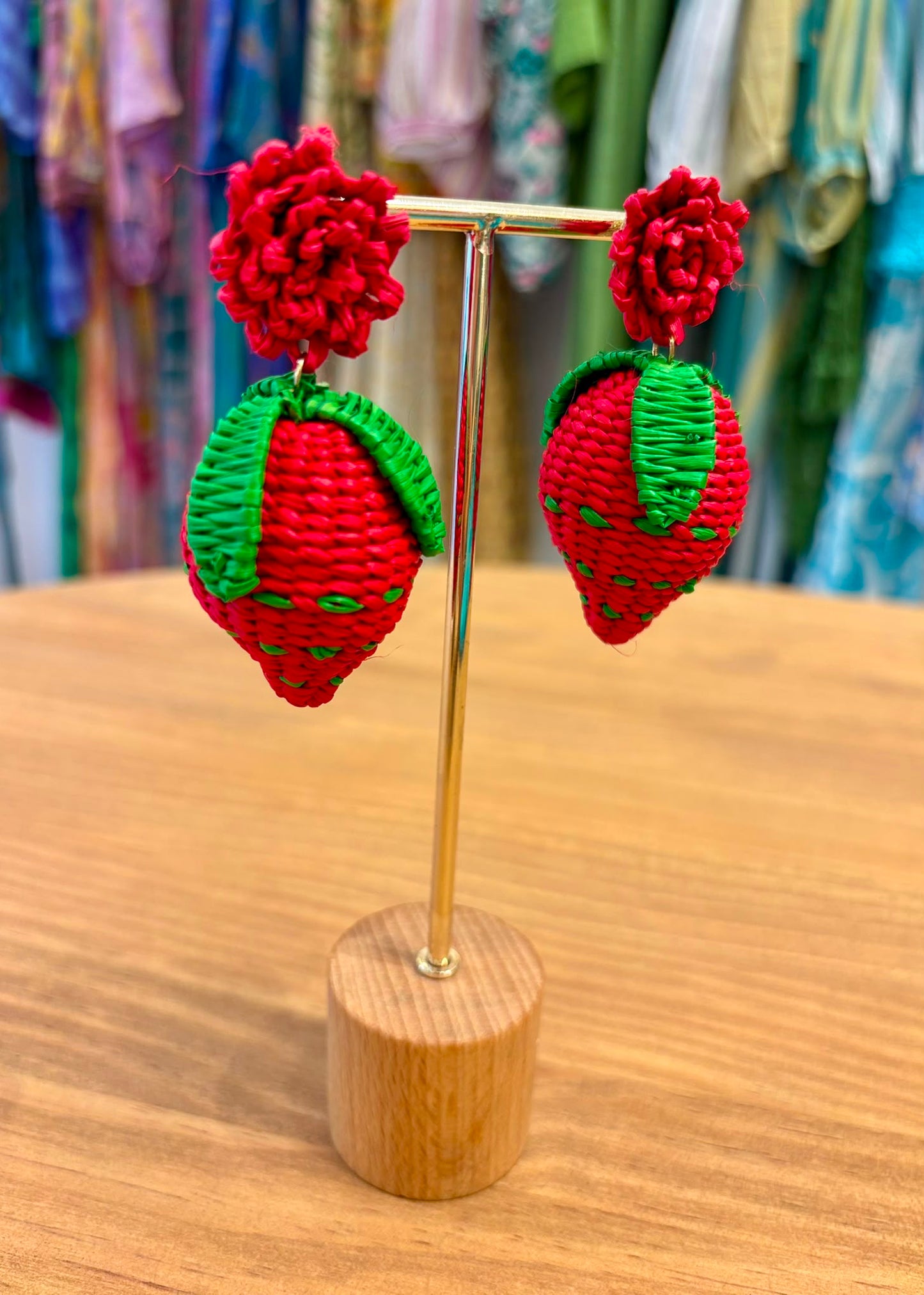 Pendientes iraca fresa