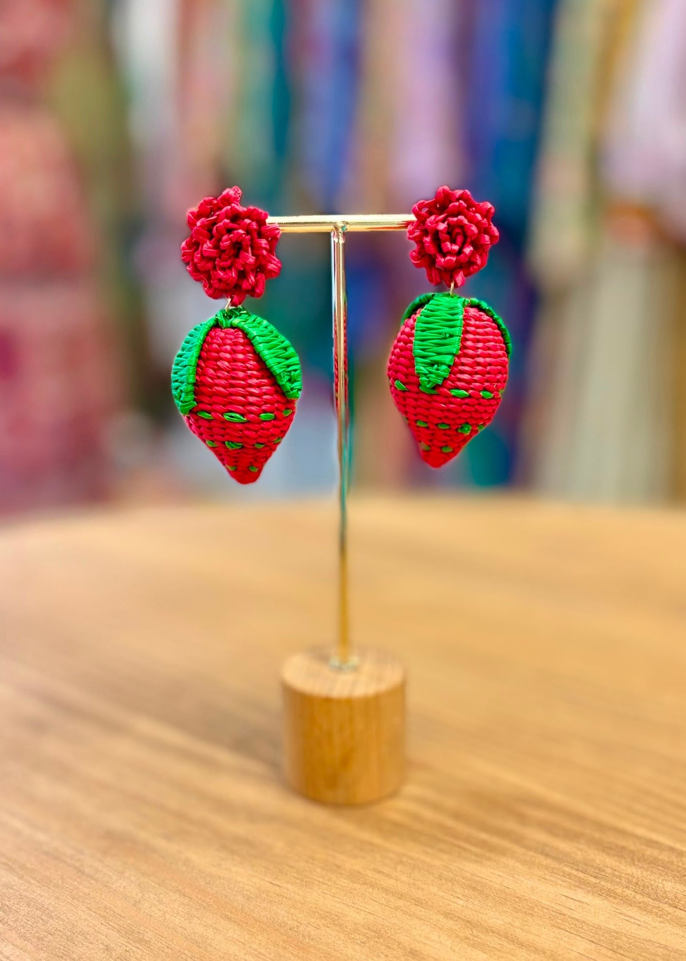 Pendientes iraca fresa