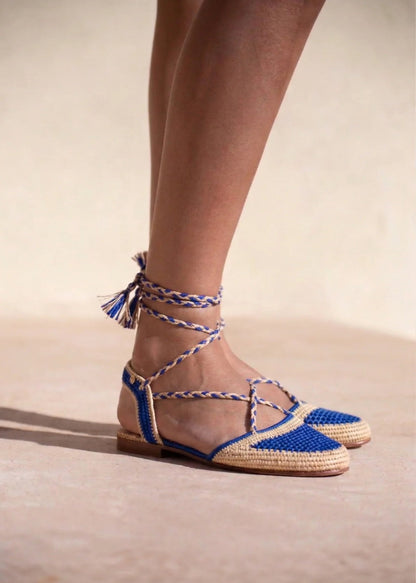 Sandalias rafia azul