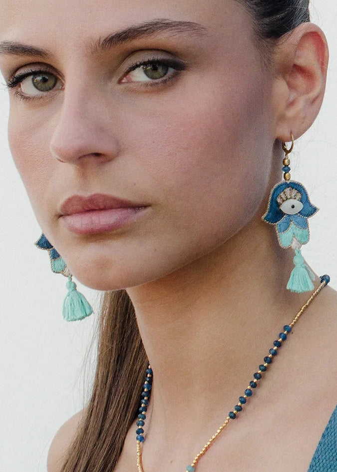 Pendientes bordados seda