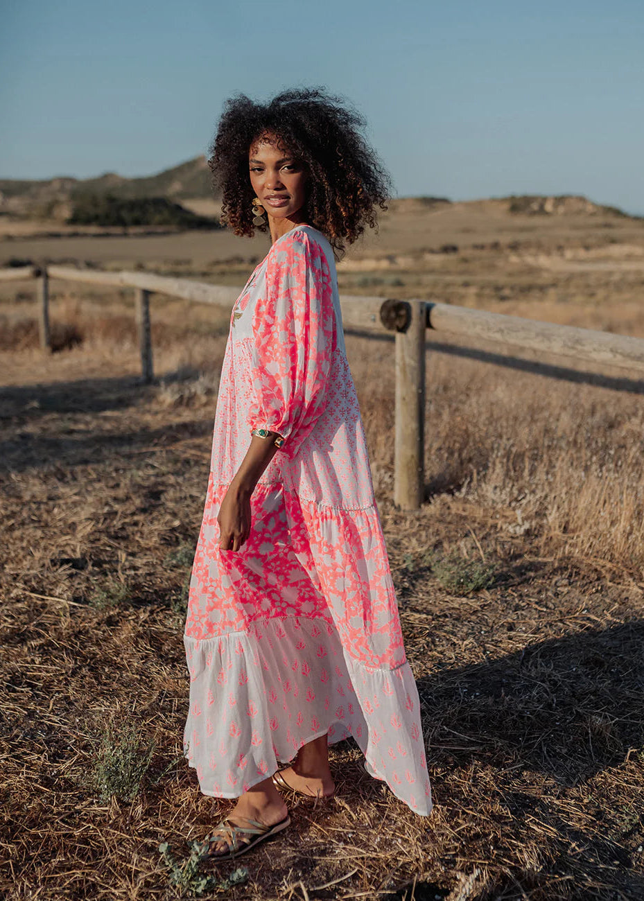 Vestido largo Ambar pink neon