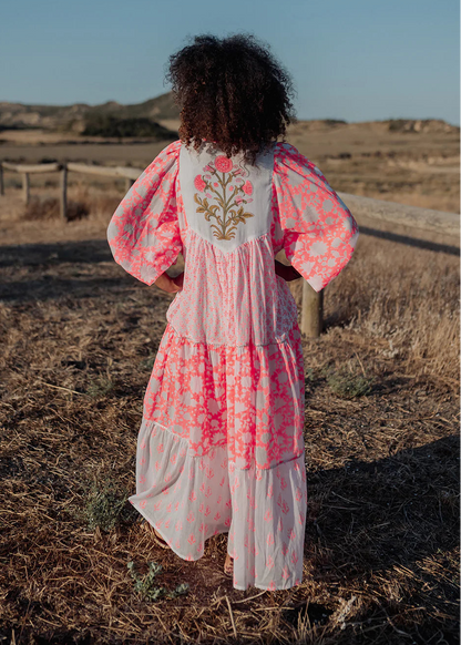 Vestido largo Ambar pink neon