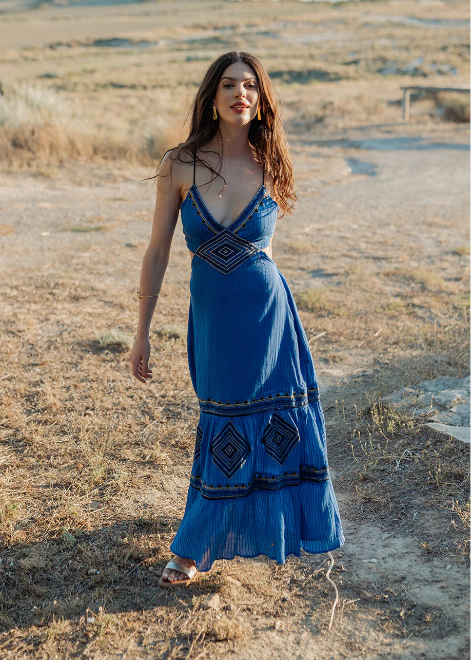 Vestido largo Cancun indigo