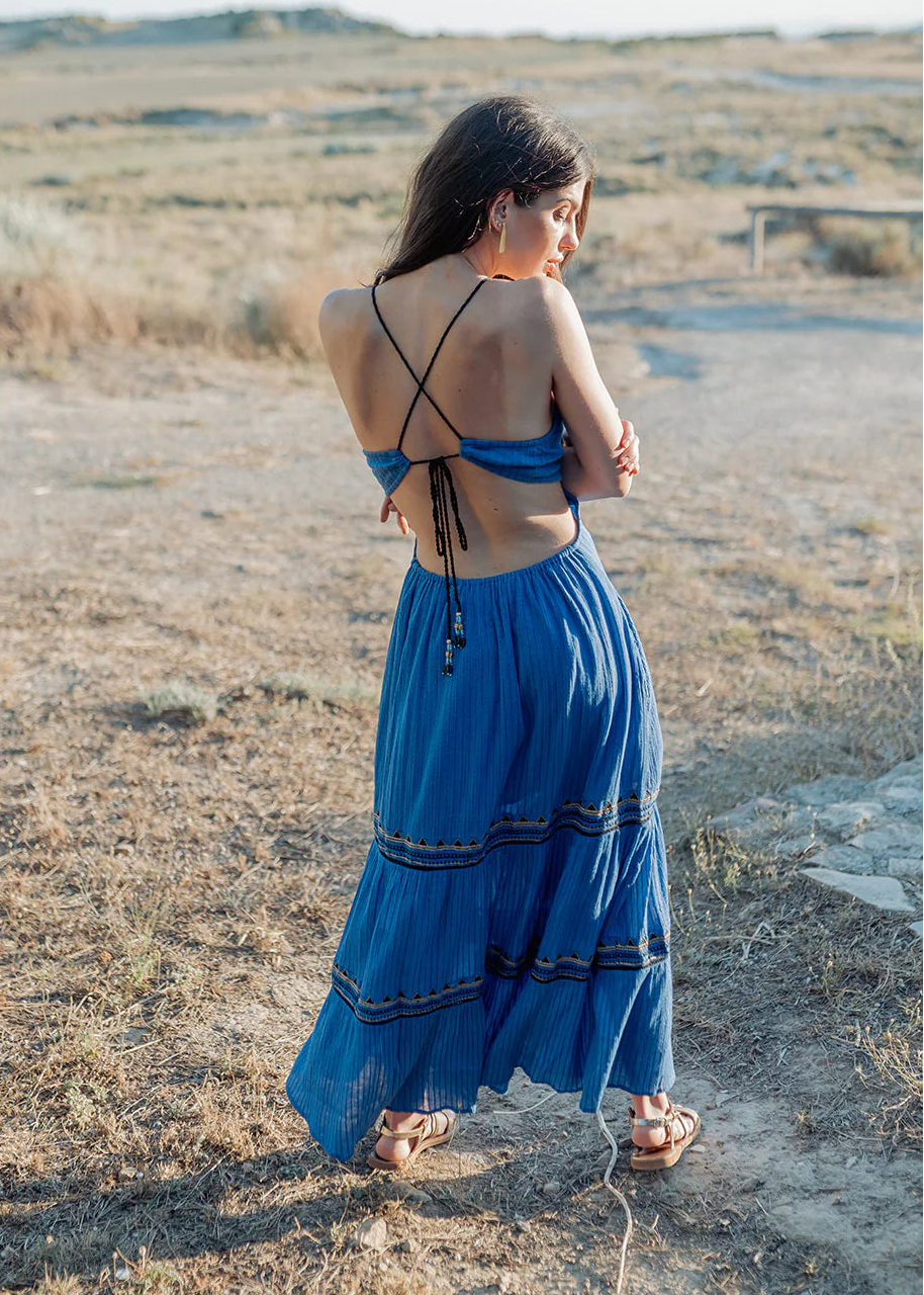Vestido largo Cancun indigo