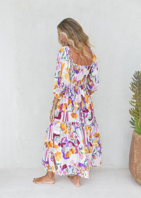 Vestido largo estampado flores