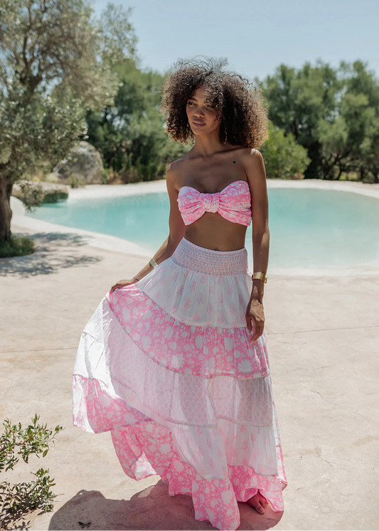 Falda larga Ambar pink neon