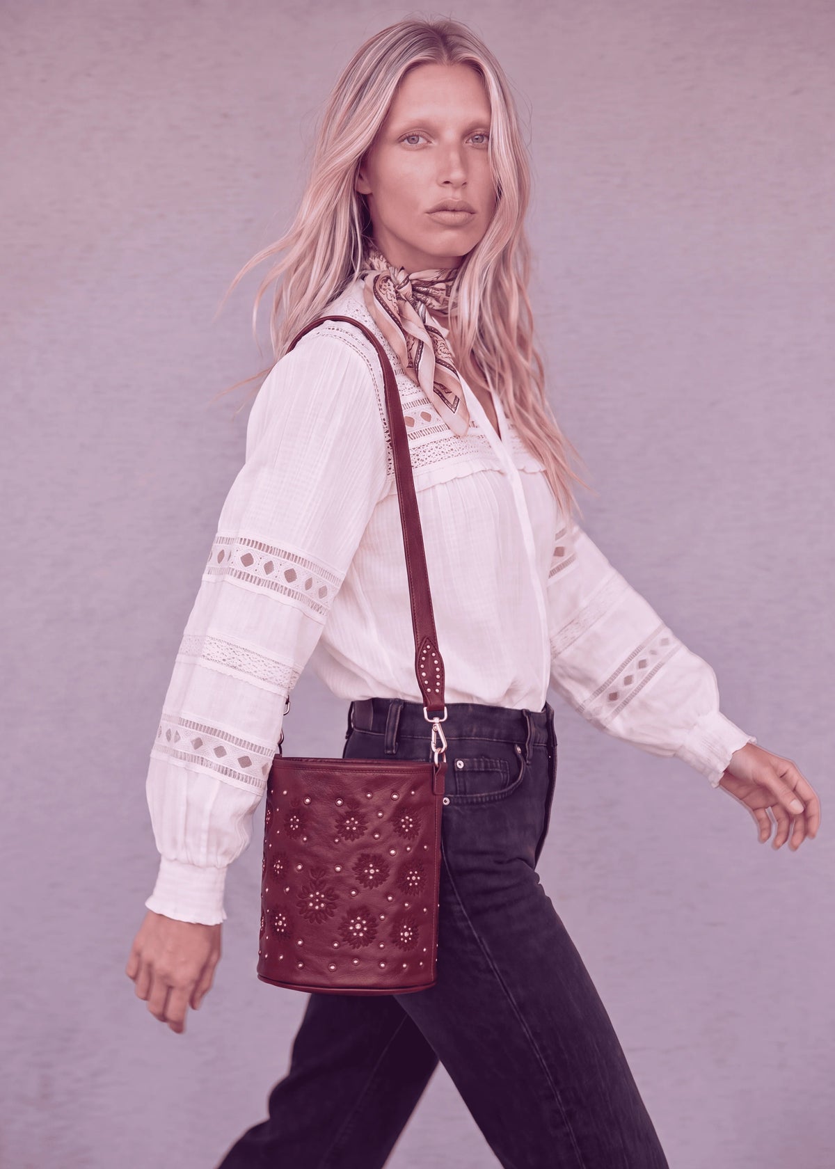 Bolso Moka bucket granate
