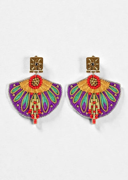 Pendientes bordados seda