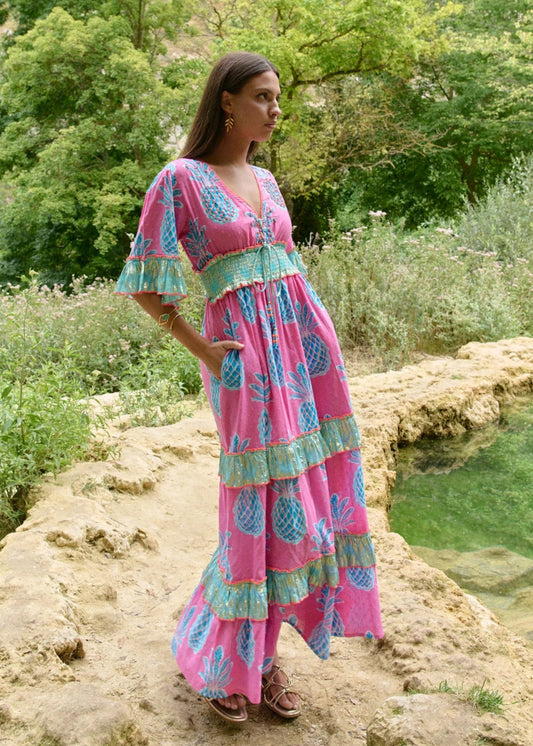 Vestido largo Pineapple rosa