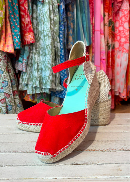 Sandalias cuña roja Star Love