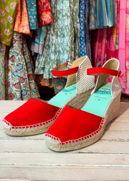 Sandalias cuña roja Star Love